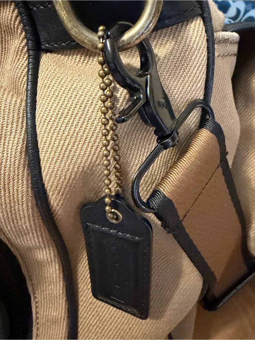 Coach Canvas & Black Leather Messenger Bag, Briefcase Laptop Crossbody